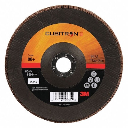 Flap Disc, 7 in Dia, 7/8 in Arbor, 80 Grit MPN:7010300291