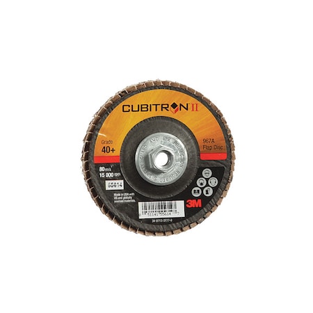 Flap Disc, 4 in Dia, 3/8 in Arbor, 40 Grit MPN:7010327056