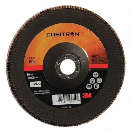 Flap Disc, 7 in Dia, 7/8 in Arbor, 60 Grit MPN:7010327067