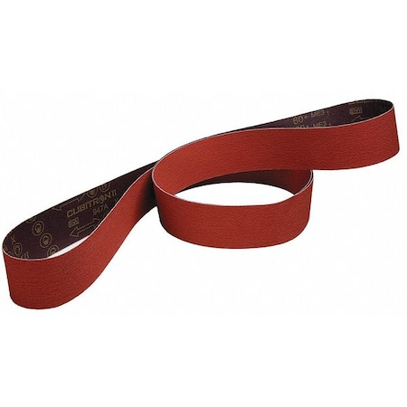 Sanding Belt, 2 in W, 132 in L, Coated, Ceramic, 120 Grit, Fine, 947A, Maroon MPN:7100023490