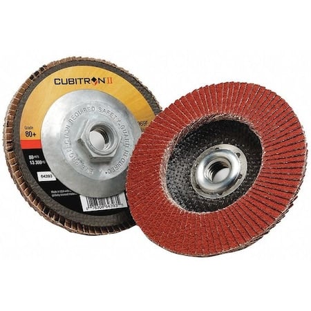 Flap Disc, 4 in Dia, 5/8 in Arbor, 80 Grit MPN:7100104901