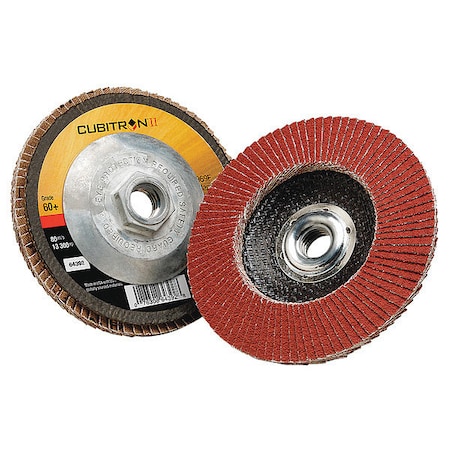 Flap Disc, 4 in Dia, 3/8 in Arbor, 60 Grit MPN:7100104918