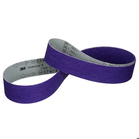 Cloth Grinding Belt, Coated, Ceramic, 36 Grit, Coarse, Cubitron 1184F, Purple MPN:7100317269