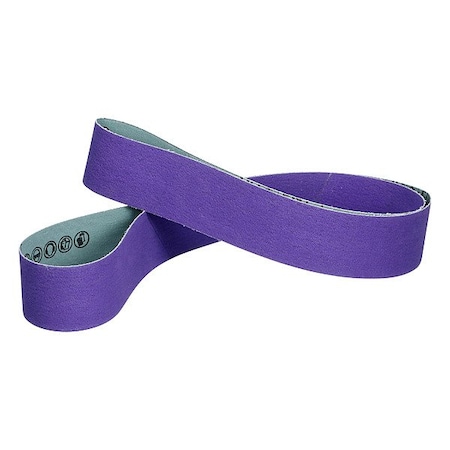 Sanding Belt, Coated, Ceramic, 60 Grit, Not Applicable, 1184F, Purple MPN:7100358076