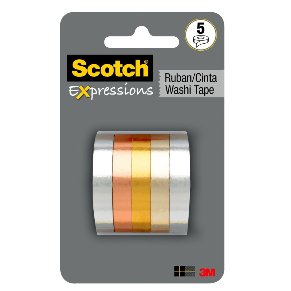 Scotch Expressions Washi Tape, 0.27in x 5.46 yd., Metallic, Pack Of 5 MPN:C1017-5-P1