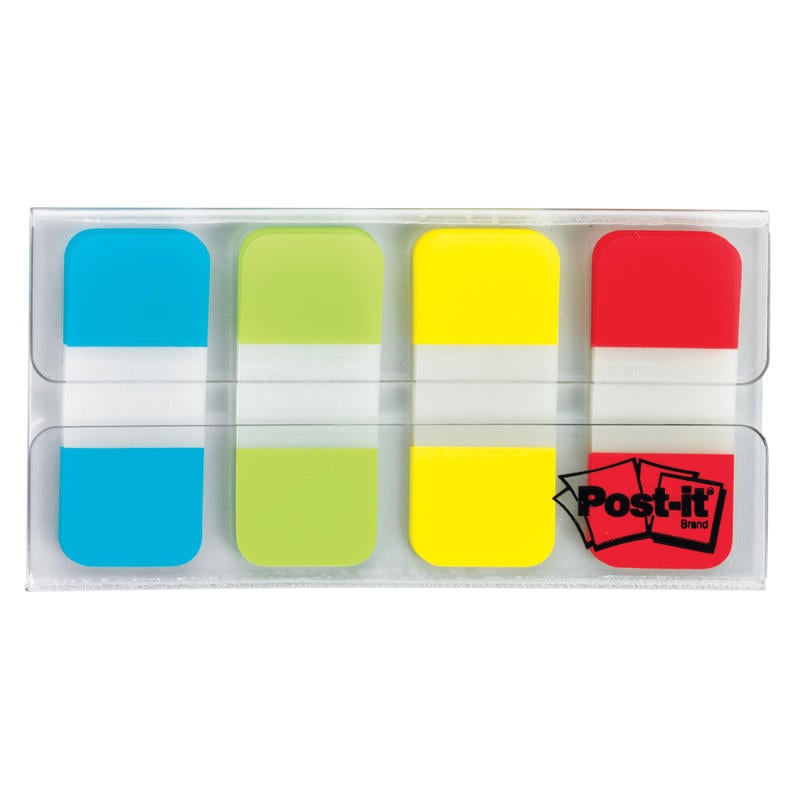 Post-it Tabs, .625 in., 10/Color, 40/Dispenser, Solid, Aqua, Yellow, Pink, Violet MPN:676-AYPV