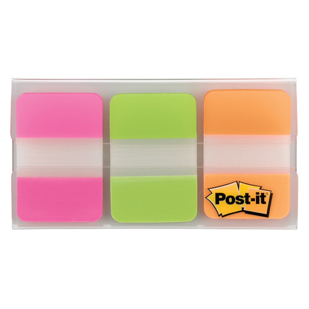Post-it Notes Durable Filing Tabs, 1in x 1-1/2in, Green/Orange/Pink, 22 Flags Per Pad, Pack Of 3 Pads MPN:686-PGO