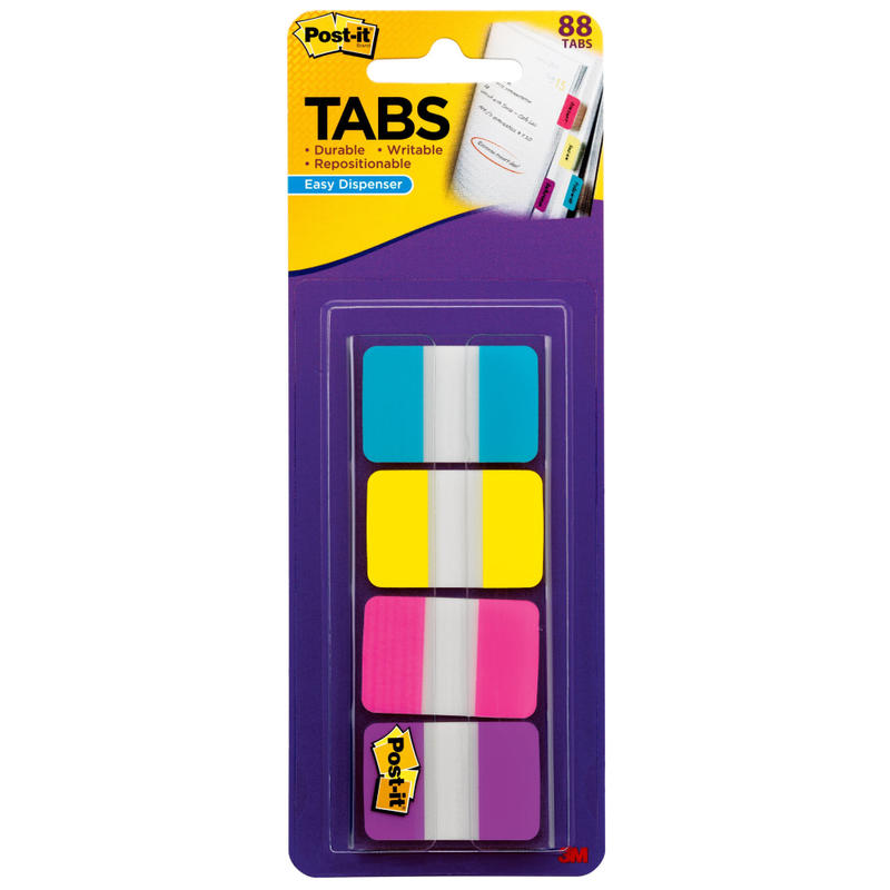 Post-it Tabs, 1 in. x 1.5 in., 1 Pack, 88 Tabs/Pack, Assorted Colors, Back to School Supplies for Students, Tabs for Textbooks and Notebooks MPN:686AYPV1IN