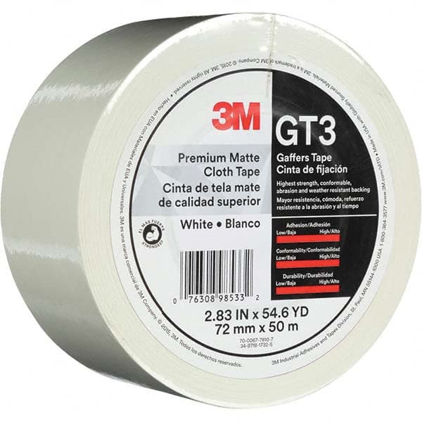 Gaffers Tape: 72 mm Wide, 50 m Long, White MPN:7010336137