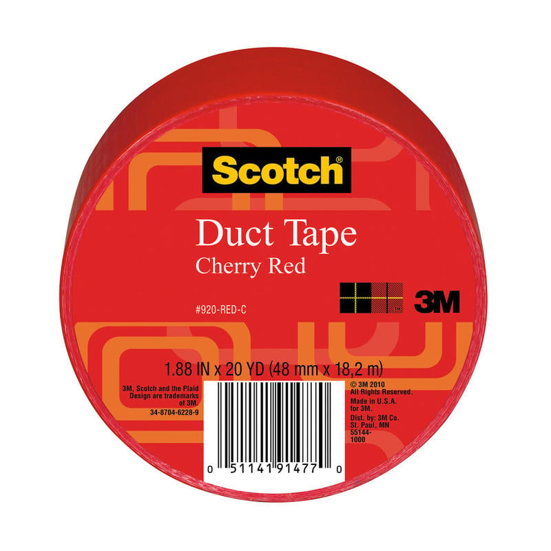Scotch Colored Duct Tape, 1 7/8in x 20 Yd., Red (Min Order Qty 15) MPN:920-RED-C