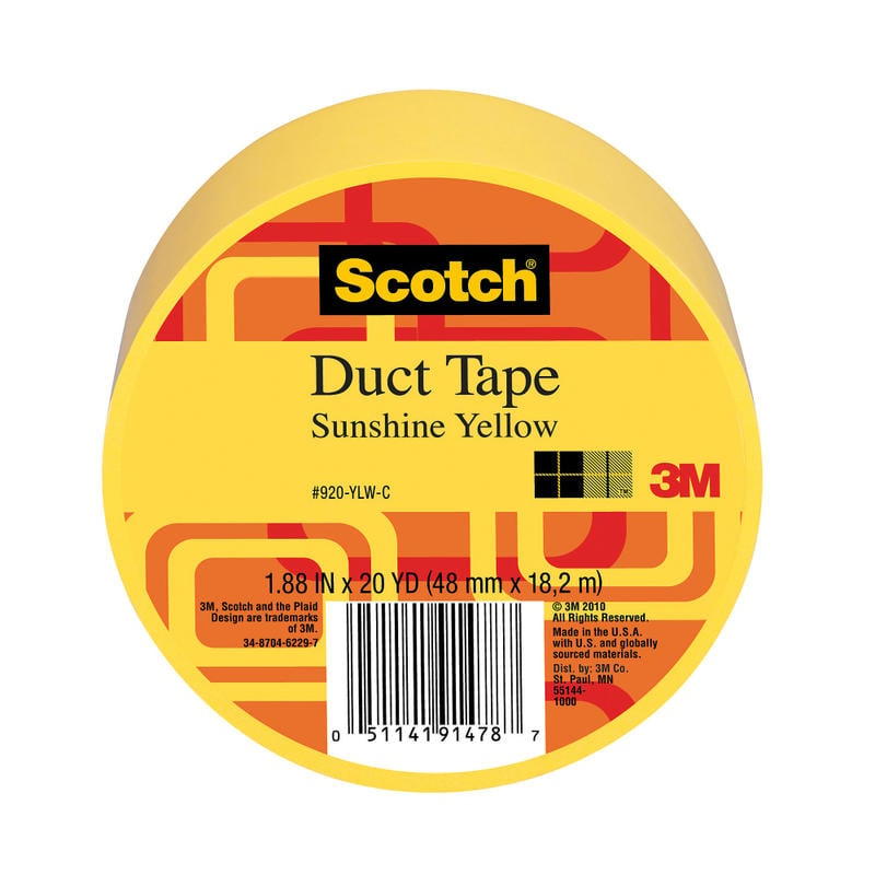 Scotch Colored Duct Tape, 1 7/8in x 20 Yd., Yellow (Min Order Qty 15) MPN:920-YLW-C