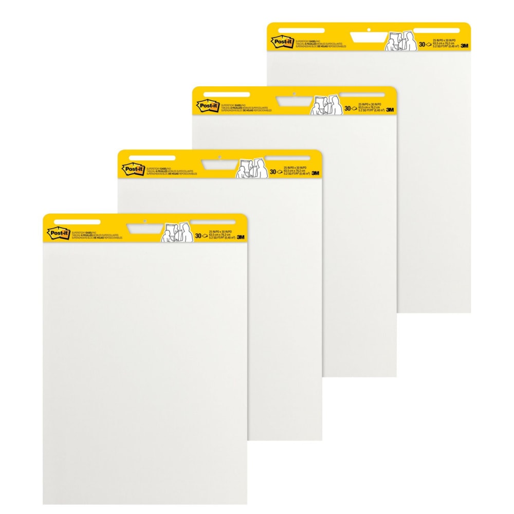 Post-it Super Sticky Easel Pads, 25in x 30in, 4 Pads, 30 Sheets/Pad, School Supplies for Classrooms, White MPN:559 VAD 4PK