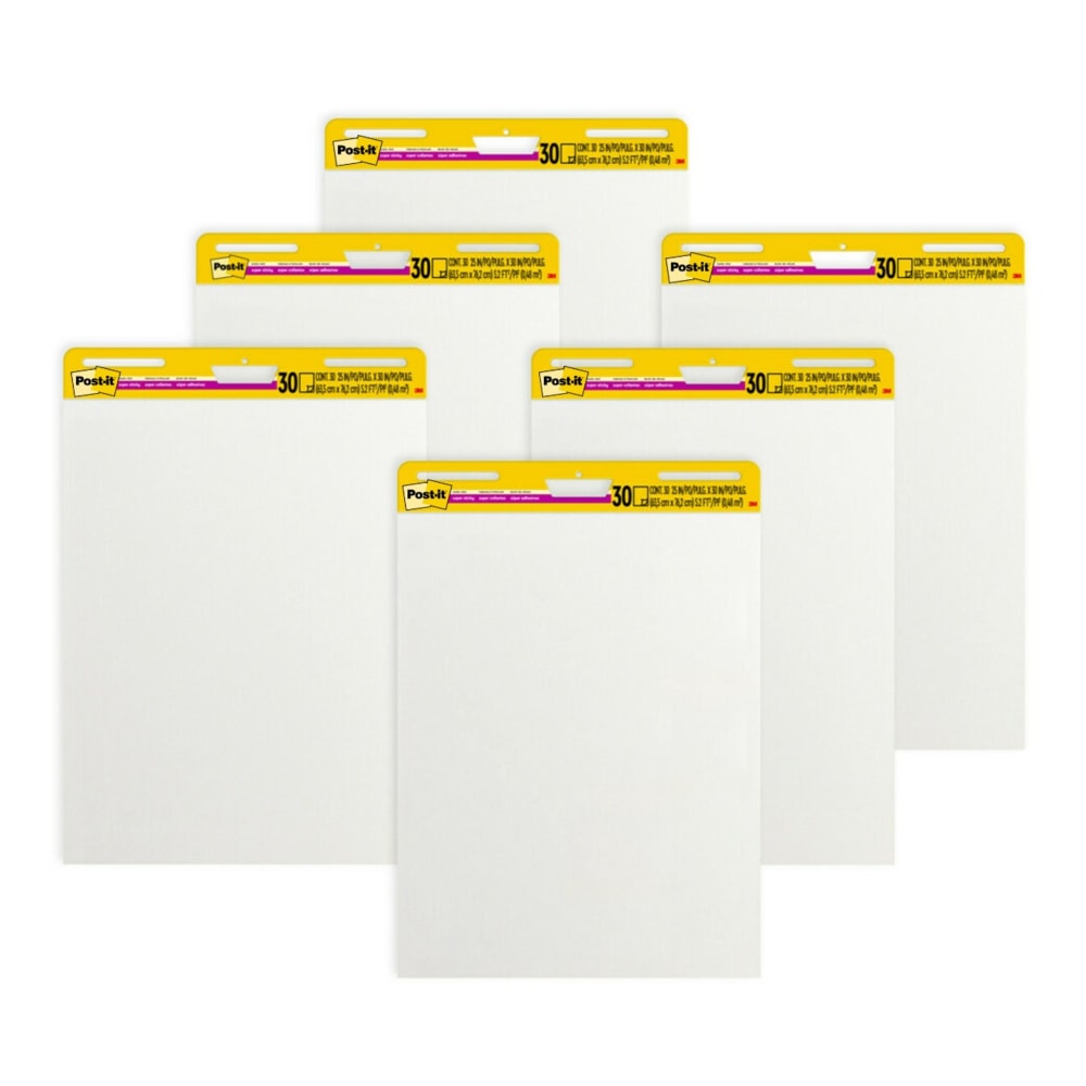 Post-it Super Sticky Easel Pads, 25in x 30in, 6 Pads, 20 Sheets/Pad, School Supplies for Classrooms, White MPN:559-VAD20-6PK