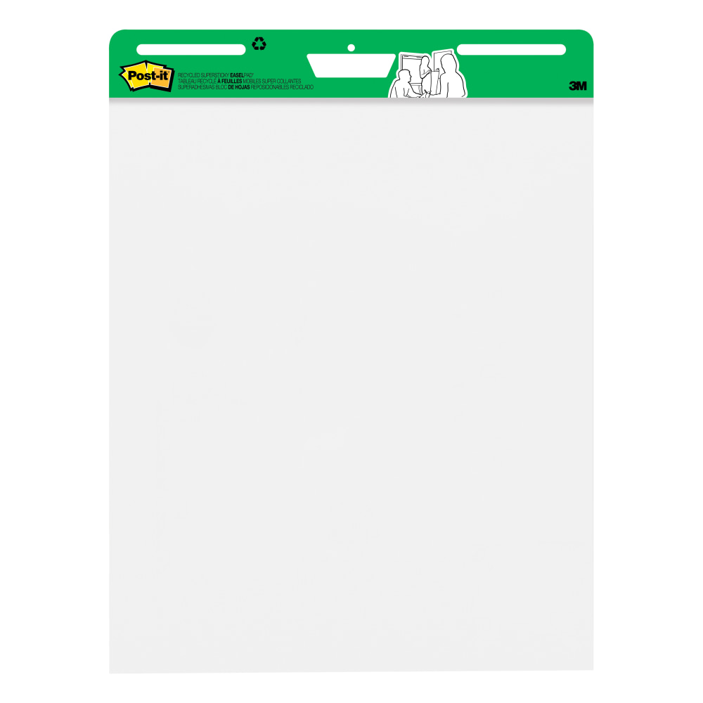 Post-it Super Sticky Recycled Easel Pads, 25 in x 30 in, 6 Pads, 30 Sheets/Pad, 30% Recycled, Great for Virtual Teachers and Students, White MPN:559RP-VAD6