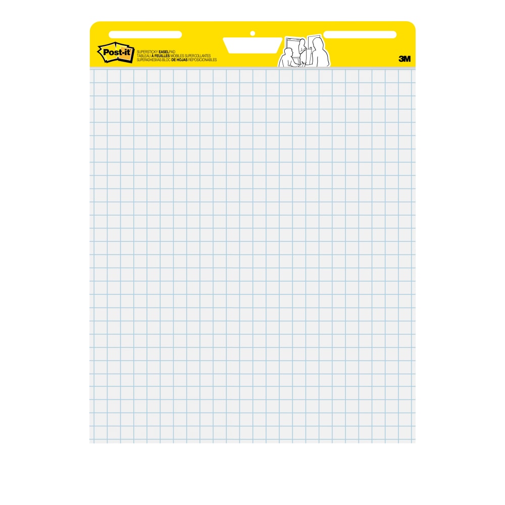 Post-it Super Sticky Easel Pads, 25 in x 30 in, 2 Pads, 30 Sheets/Pad, Grid Lined, Great for Virtual Teachers and Students, White MPN:560