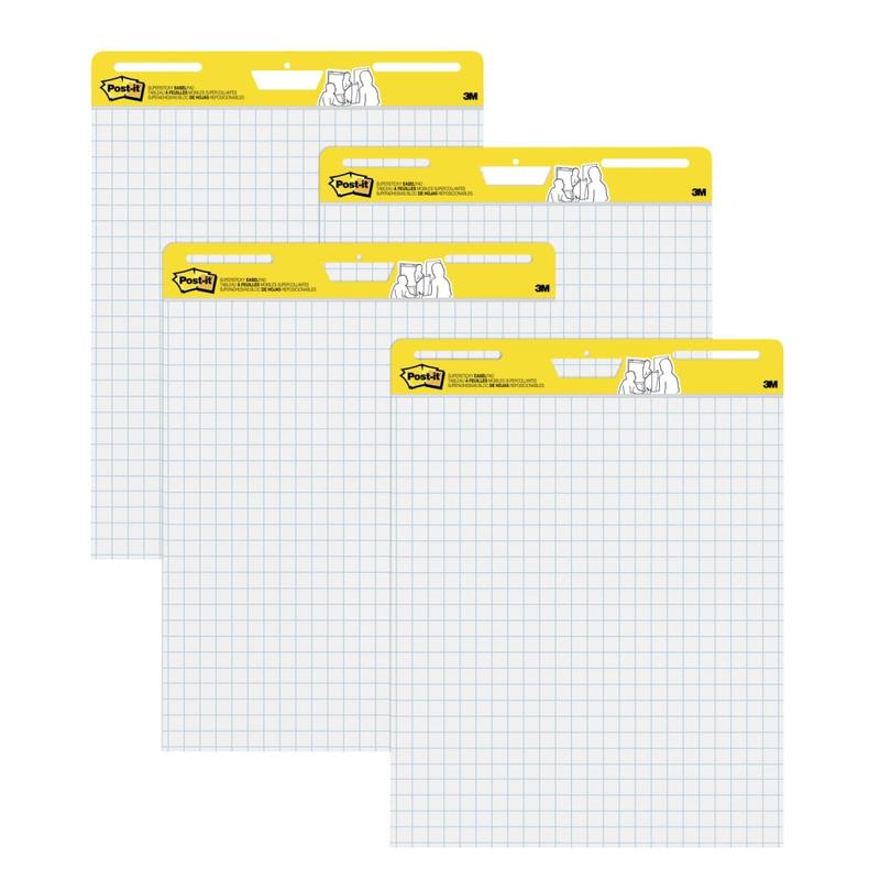 Post-it Super Sticky Easel Pads, 25in x 30in, 4 Pads, 30 Sheets/Pad, School Supplies for Classrooms, Blue Grid, White MPN:560VAD4PK