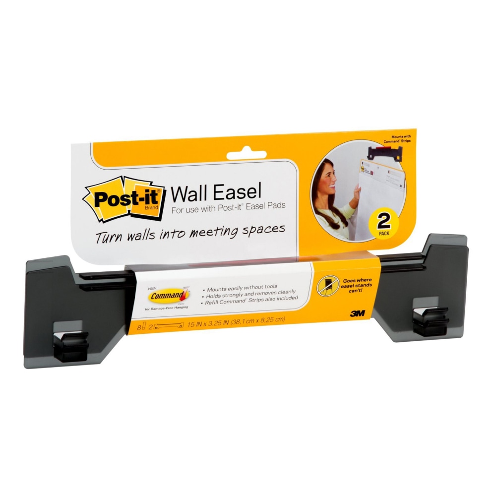 Post-it Wall Easel, Portable, 3in x 15in, Black, Pack Of 2 MPN:EH559-2PK