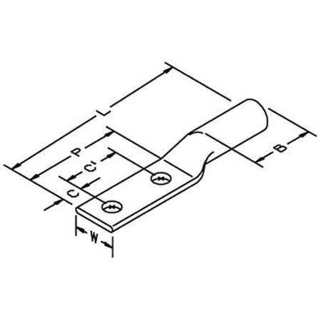 Two Hole Lug Compress Conct, 2 AWG, PK25 MPN:31125
