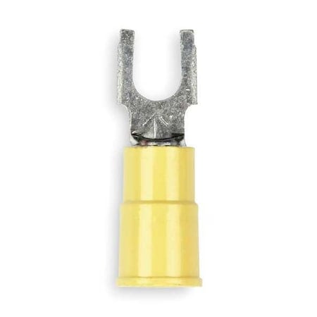 Fork Terminal, #10 Stud Size, 10 AWG, 600 V, Vinyl Insulated, Yellow, Crimp Termination Only, 25 PK MPN:BFV10-10Q