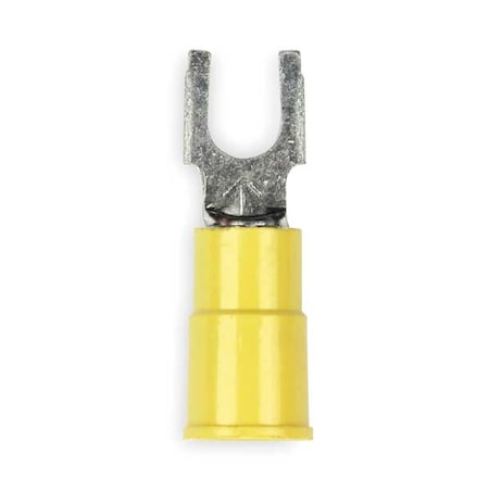 Fork Terminal, #6 Stud Size, 10 AWG, 600 V, Vinyl Insulated, Yellow, Crimp Termination Only, 25 PK MPN:BFV10-6Q