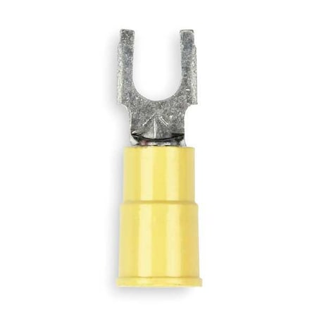 Fork Terminal, #8 Stud Size, 10 AWG, 600 V, Vinyl Insulated, Yellow, Crimp Termination Only, 25 PK MPN:BFV10-8Q