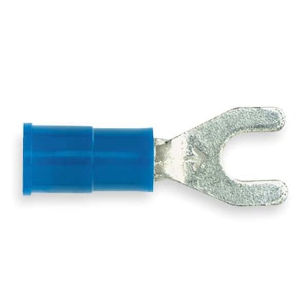 Fork Terminal, #8 Stud Size, 14 AWG, 600 V, Vinyl Insulated, Blue, Crimp Termination Only, 25 PK MPN:BFV14-8Q