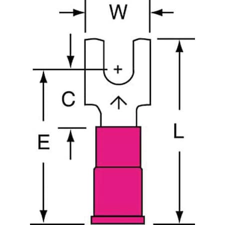Fork Terminal, #6 Stud Size, 18 AWG, 600 V, Vinyl Insulated, Red, Crimp Termination Only, 25 PK MPN:BFV18-6Q