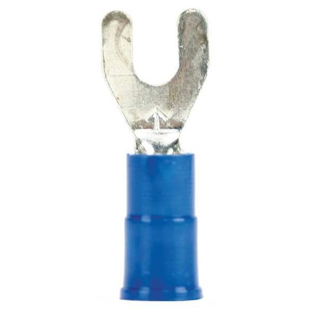 Fork Terminal, #8 Stud Size, 14 AWG, 1, 000 V, Vinyl Insulated, Blue, Crimp Termination Only, 25 PK MPN:FV14-8Q