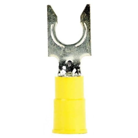 Fork Terminal, #6 Stud Size, 10 AWG, 1, 000 V, Vinyl Insulated, Yellow, Crimp Termination Only MPN:LFV10-6Q