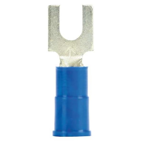 Fork Terminal, #8 Stud Size, 14 AWG, 1, 000 V, Vinyl Insulated, Blue, Crimp Termination Only, 25 PK MPN:LFV14-8Q