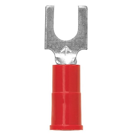 Fork Terminal, #6 Stud Size, 18 AWG, 1, 000 V, Vinyl Insulated, Red, Crimp Termination Only, 25 PK MPN:LFV18-6Q