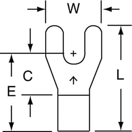Fork Terminal, #10 Stud Size, 10 AWG, 600 V, Bare Insulated, Yellow, Crimp Termination Only, 500 PK MPN:M10-10FK