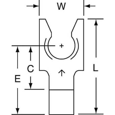 Fork Terminal, 1/4 in Stud Size, 10 AWG, 600 V, Bare Insulated, Yellow, Crimp Termination Only MPN:M10-14FLK
