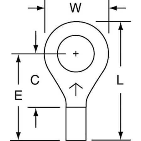 Ring Terminal, 1/4 in Stud Size, 14 AWG, 1, 000 V, Bare Insulated, Bare, Crimp Termination Only MPN:M14-14R/SK