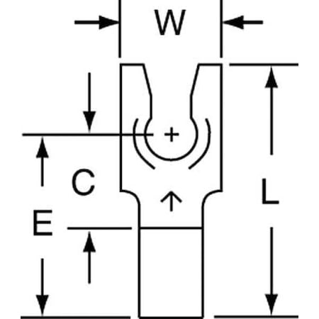 Fork Terminal, #6 Stud Size, 14 AWG, 600 V, Bare Insulated, Bare, Crimp Termination Only, 1000 PK MPN:M14-6FLK