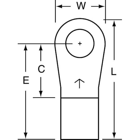 Ring Terminal, 3/8 in Stud Size, 6 AWG, 1, 000 V, Bare Insulated, Bare, Crimp Termination Only MPN:M6-38RX