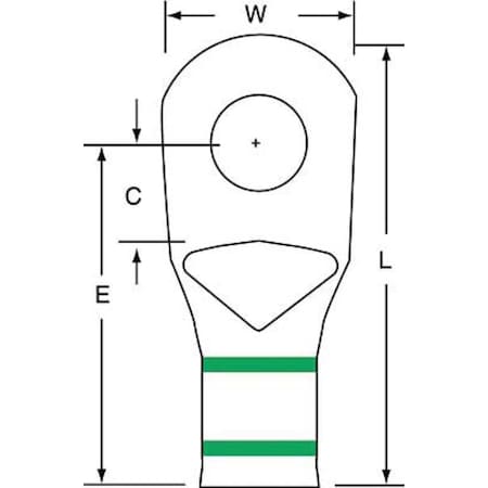 One-Hole Compression Lug, 1 AWG Max, 3/8 in Stud, Short Barrel, Copper, Green, 100 PK MPN:MC1-38RX