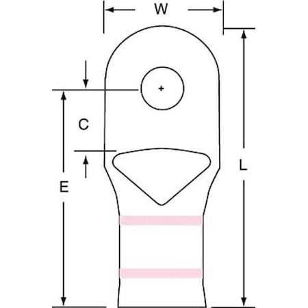 Compression Lug Ring Tongue, 1/0 AWG Max, 1/4 in Stud, Short Barrel, Copper, Pink, 100 PK MPN:MC1/0-14RX