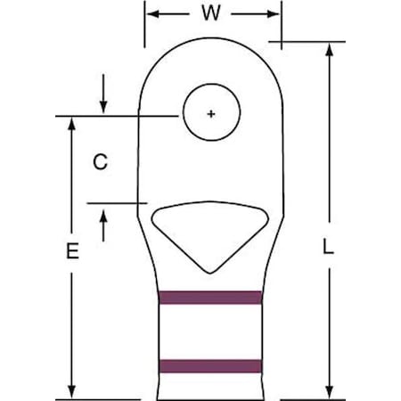 One-Hole Compression Lug, 2 AWG Max, 1/4 in Stud, Short Barrel, Copper, Brown, 100 PK MPN:MC2-14RX