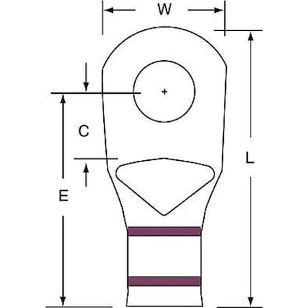 Compression Lug Ring Tongue, 2 AWG Max, 3/8 in Stud, Short Barrel, Copper, Brown, 100 PK MPN:MC2-38RX