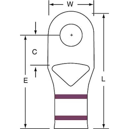 Compression Lug Ring Tongue, 2 AWG Max, 5/16 in Stud, Short Barrel, Copper, Brown, 100 PK MPN:MC2-516RX