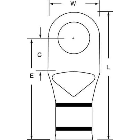 Compression Lug Ring Tongue, 2/0 AWG Max, 1/2 in Stud, Short Barrel, Copper, Black, 100 PK MPN:MC2/0-12RX
