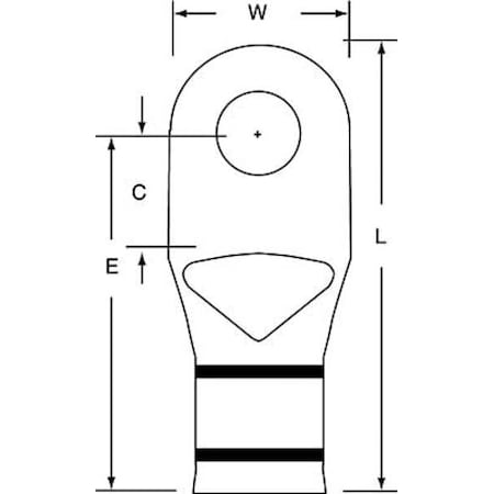 Compression Lug Ring Tongue, 2/0 AWG Max, 3/8 in Stud, Short Barrel, Copper, Black, 100 PK MPN:MC2/0-38RX