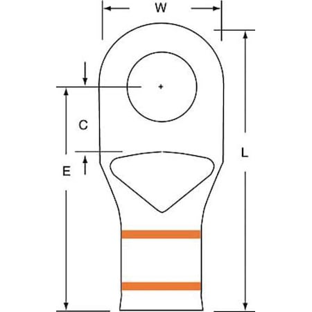 Compression Lug Ring Tongue, 3/0 AWG Max, 1/2 in Stud, Standard Barrel, Copper, Orange, 60 PK MPN:MC3/0-12RX