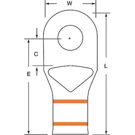 Compression Lug Ring Tongue, 3/0 AWG Max, 3/8 in Stud, Short Barrel, Copper, Orange, 60 PK MPN:MC3/0-38RX
