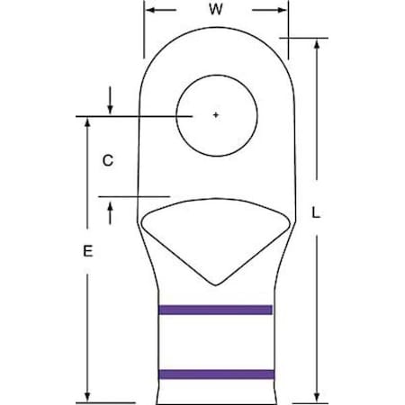Compression Lug Ring Tongue, 4/0 AWG Max, 1/2 in Stud, Short Barrel, Copper, Purple, 60 PK MPN:MC4/0-12RX