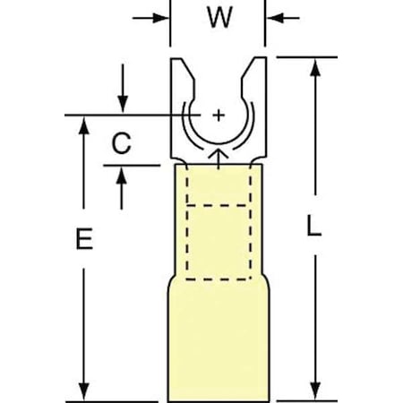 Fork Terminal, #10 Stud Size, 10 AWG, 600 V, Heat Shrink Insulated, Yellow, Crimp Termination Only MPN:MH10-10FLK