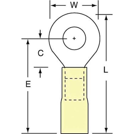 Ring Terminal, 1/4 in Stud Size, 10 AWG, 600 V, Heat Shrink Insulated, Yellow, 250 PK MPN:MH10-14RK