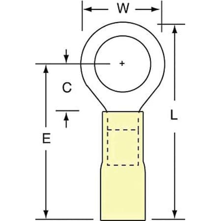 Ring Terminal, 3/8 in Stud Size, 10 AWG, 600 V, Heat Shrink Insulated, Yellow, 250 PK MPN:MH10-38RK