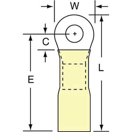 Ring Terminal, #8 Stud Size, 10 AWG, 600 V, Heat Shrink Insulated, Yellow, Crimp Termination Only MPN:MH10-8RK